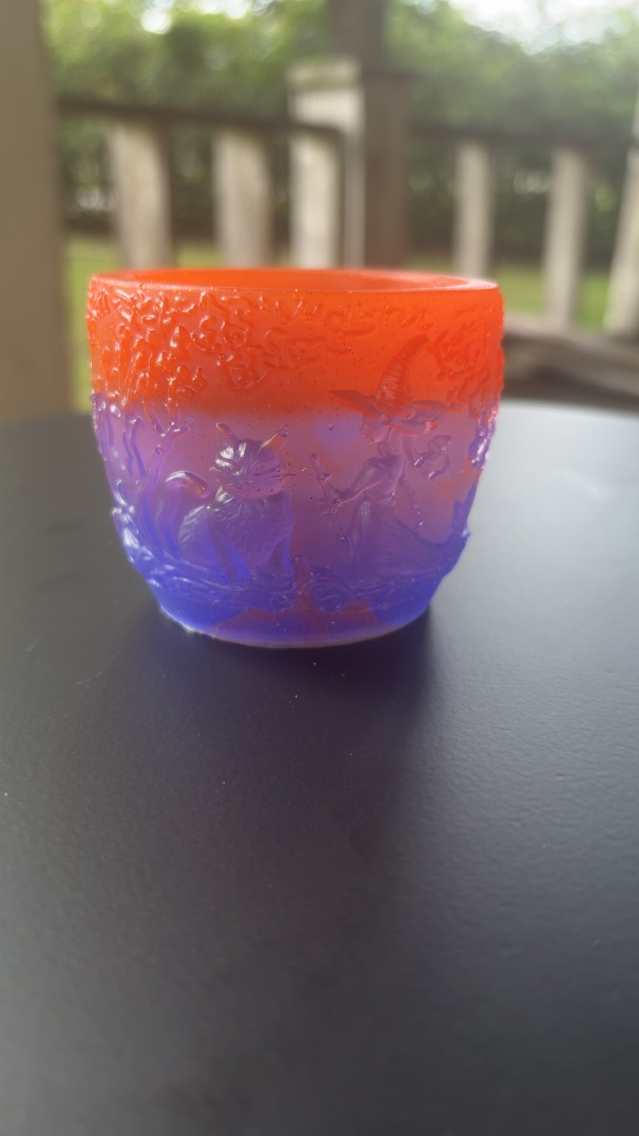 Halloween Witch and Cat pot
